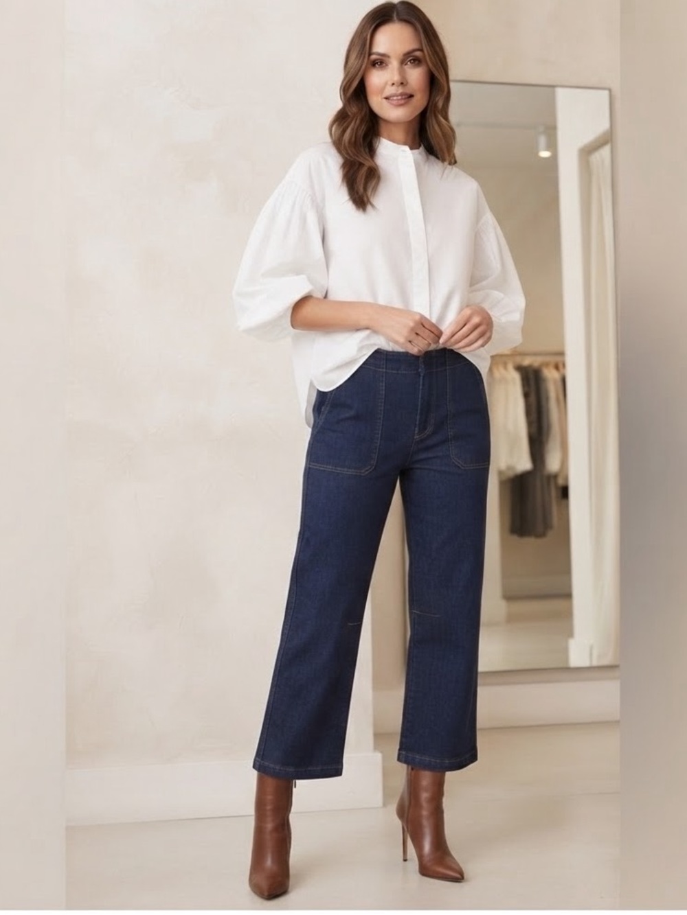 Rachel Roy High Rise Straight Denim Jeans
